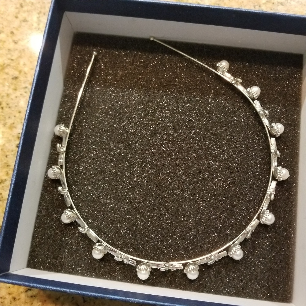 Pearl Crystal Wedding Headband Bridal